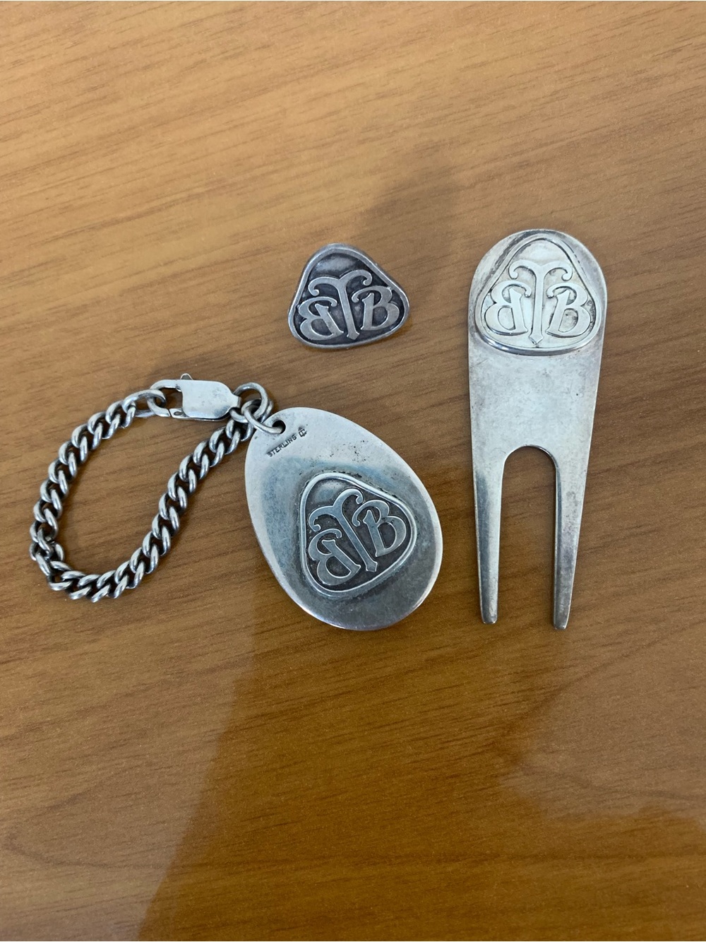 Brooks Brothers Rare Vintage Sterling Silver Golf Tool & Keychain Set